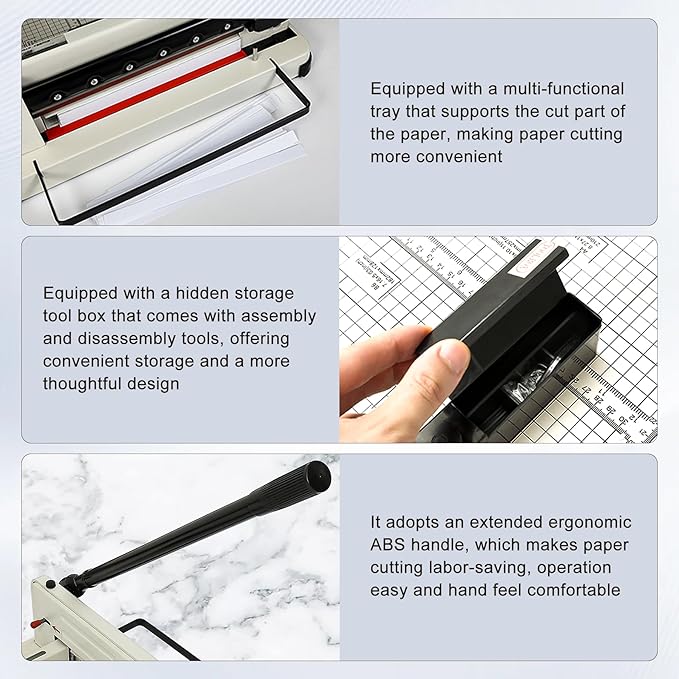 Easy to Use 12'' Metal Guillotine ，Heavy Duty Paper Cutter with Safety Blade Lock，Paper Slicer with Metal Base,Stack Paper Trimmer,Can Cut 400 Pieces of Paper，Perfect for Office，School