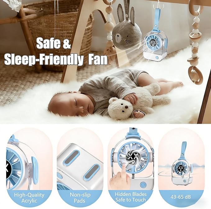 Mini Portable Turbo Fan, Small and Powerful, Cute Design 5 Speeds Personal Handheld Desk fan with LED Display, USB Rechargeable Lightweight for Travel Office Lash Makeup Kids Girl Women Men Gift