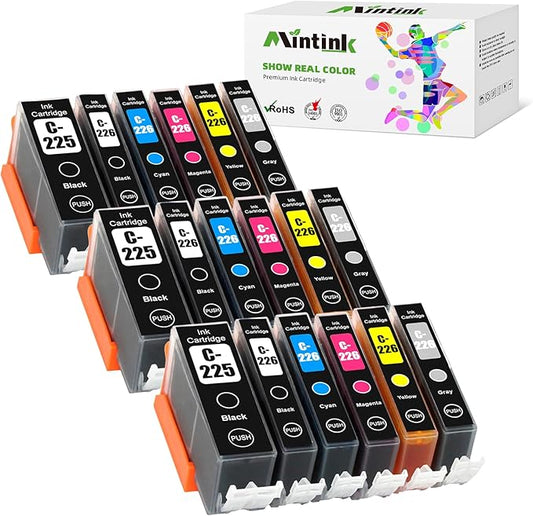 PGI225 CLI226 Ink Cartridges Replacement for Canon PGI-225 CLI-226 for PIXMA MG6120 MG6220 MG5320 MX882 Printer (3 Large Black, 3 Black, 3 Cyan, 3 Magenta, 3 Yellow, 3 Gray)