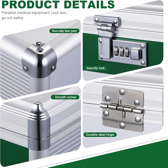 Medication Lock Box with Combination Lock, 12 x7.6 x7.8 inches - Medium, Medical Box Organizer