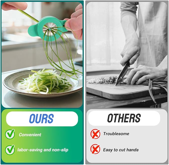 ABOOFAN Portable Scallion Cutter Onion Shredder Kitchen Cutting Tool with 12 Sharp Blades for Easy Vegetable Chopping and Food Preparation