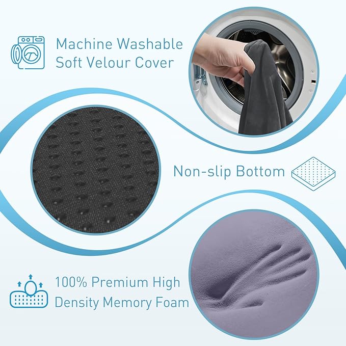 BlissTrends Seat Cushion,Thick Memory Foam Cushions for Office Chair, Car Seat, Airplane, Relieving Pressure Tailbone Sciatica Back Pain for Long Sitting Office Workers, Car Drivers 4.7in Thick Grey