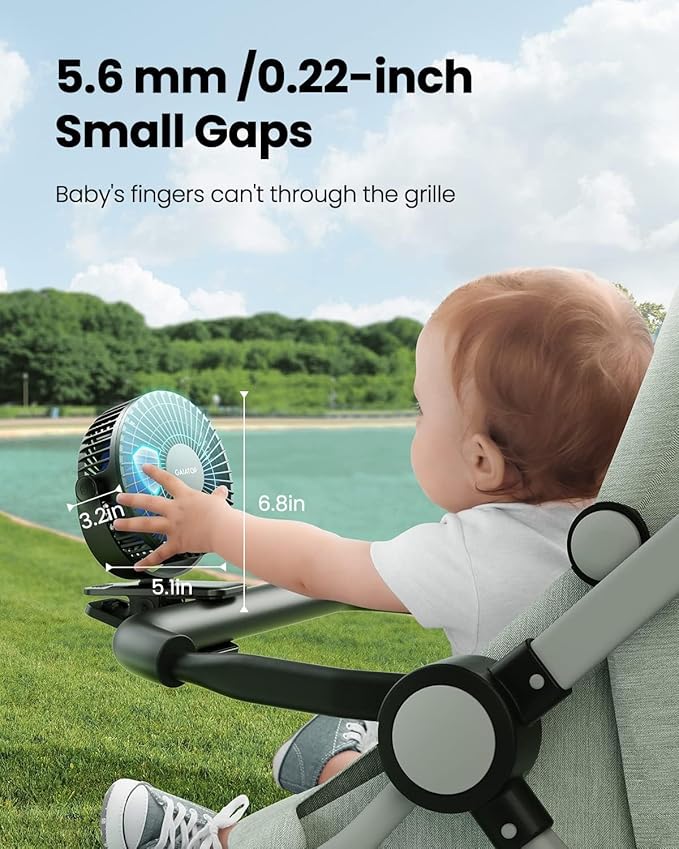 Gaiatop Portable Clip on Fan Battery Operated, Small Powerful 3 Speed Quiet 360° Rotate, USB Rechargeable Mini Personal Cooling Fan for Desk Table Home Office Stroller Camping Women Gifts Black Blue