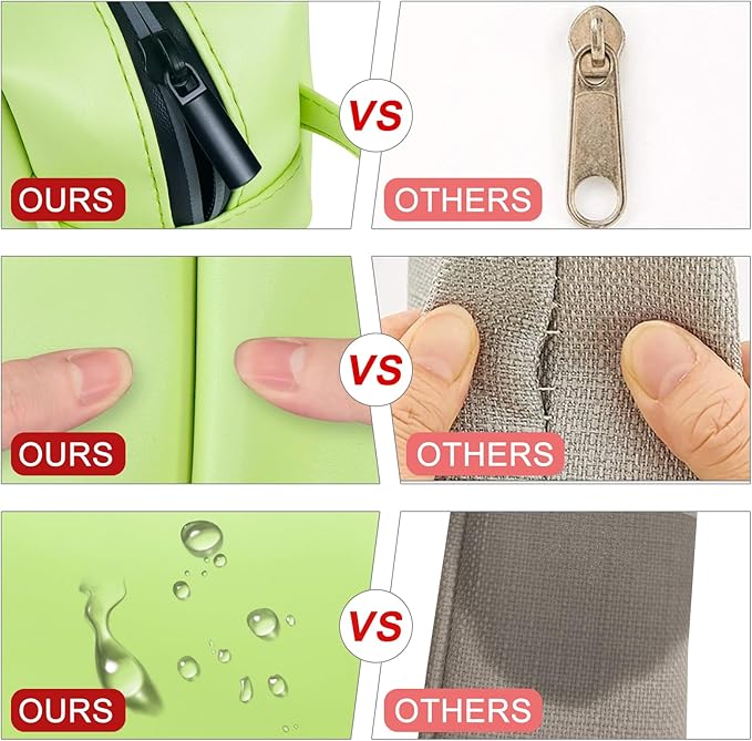 Fmeida Pencil Case Pencil Bag Green Pencil Pouch PU Leather Pen Case Pen Holder Stationery Organizer Pouch Zipper Bag for Pencils Pens Markers Makeups