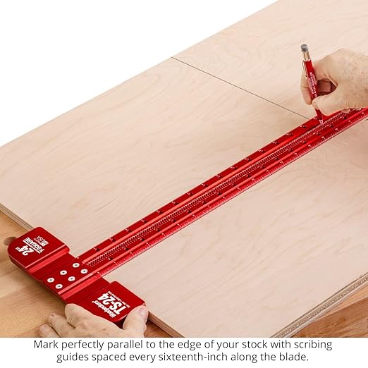 Woodpeckers T Square, 32 Inch, Precision Woodworking T-Square Ruler, Built-in Edge Support, Scribing & Shelf Pin Guides, Rack-It Mount, Made in USA