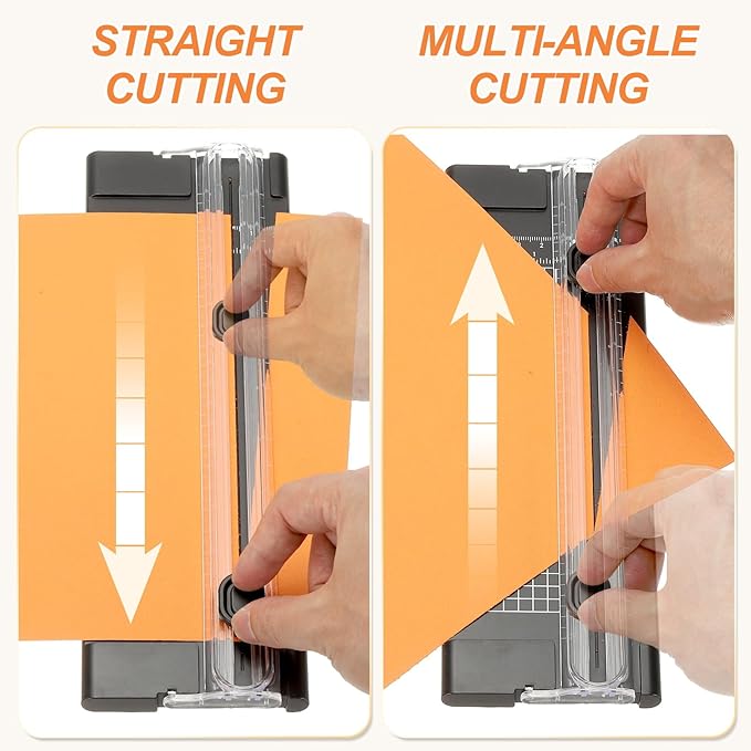 PATIKIL Paper Cutter Trimmer, A4 Straight Small Portable Paper Slide Paper Slicer with Safe-Guard for Craft Cardstock Label Card, Scrapbook Photo, Pink