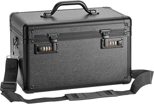 Large Lock Box - 15.1x8.7x9.4 Inch Lockable Security Storage Case with Combination Lock, Locking Medicine Box for Personal Items, Passports and Pills, Lockbox for Home Office, Black