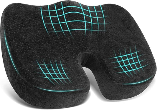 Aurora Health & Beauty Black Memory Foam Coccyx Cushion Orthopedically Designed for Back Tailbone & Sciatica Pain Relief