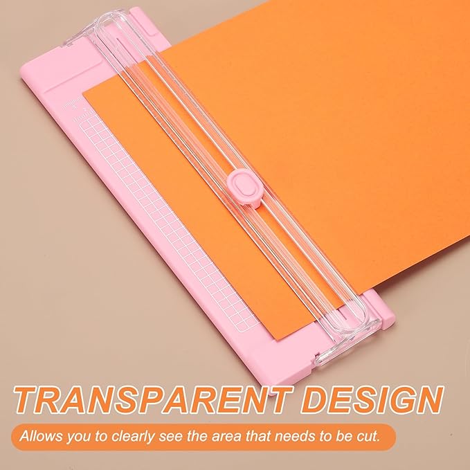 PATIKIL Paper Cutter Trimmer, A4 Straight Small Portable Paper Slide Paper Slicer with Safe-Guard for Craft Cardstock Label Card, Scrapbook Photo, Pink