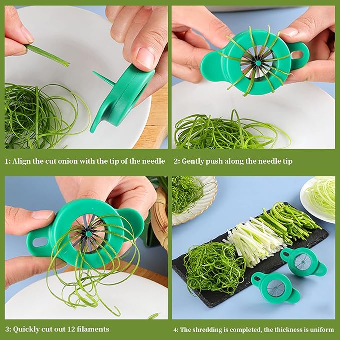 Kitchen green onion shredder,Green Onion cutter ，12 Blade Design，green onion slicer tool（2Pcs)