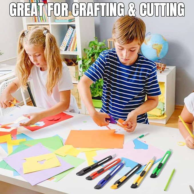 30 Pack Box Cutter Retractable, Snap-Off 9MM Utility Knife, Auto-Lock Razor Knife for Home, School, Hobby Use, Compact Box Opener Exacto Knife for Cutting Boxes, Carton, Cardboard, Vinyl, Rope