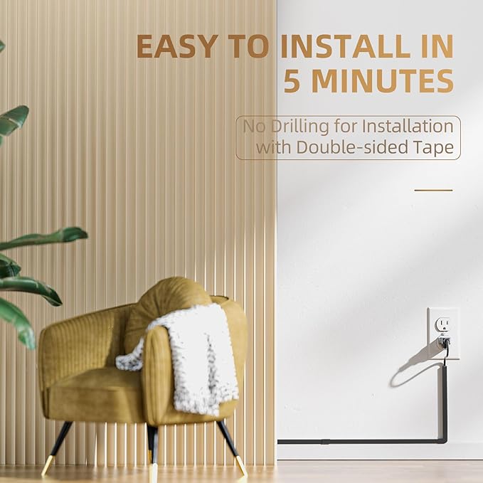 94'' Cord Hider, Delamu One-Cord Channel Cord Cover Wall, Paintable Cable Hider, Wire Hider Covers for Cords, Cable Cover Raceway, Cord Covers for Tv Wires on Wall, 6xL15.7 W0.59 H0.4in, Small, Black