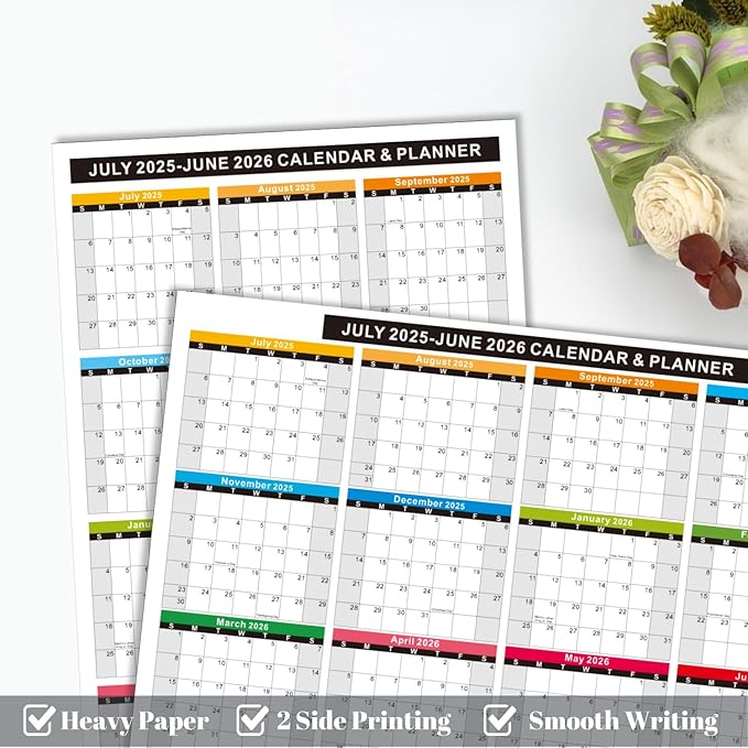2026 Calendar - 11 x 17 Inches，Full desk and wall calendar 12 moth, 2 Sided Vertical and Horizontal Reversible, Cardstock Calendar for Office,School,Home