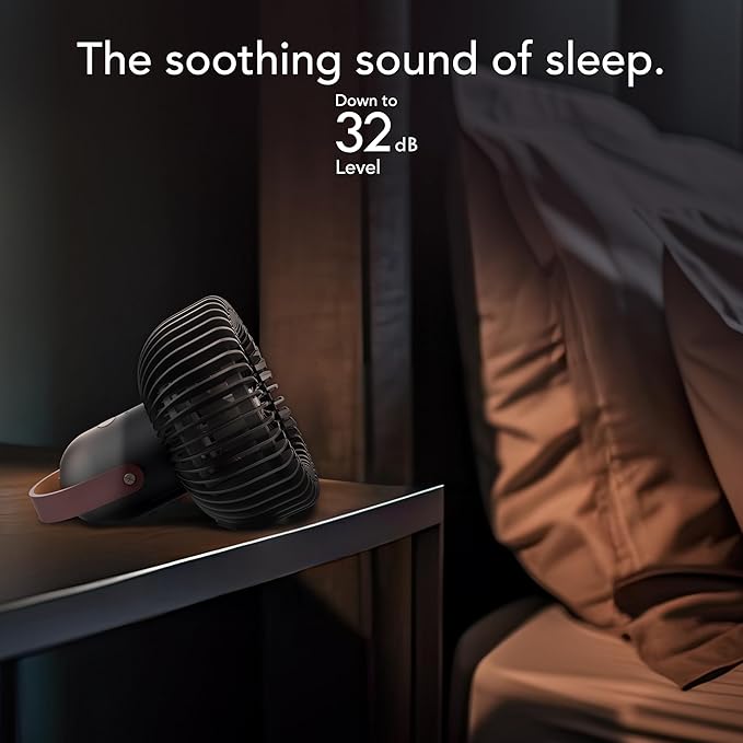 Vornado FLY MOVE Rechargeable Fan Handheld, Up to 17 Hour Battery Power Life on Low, 3 Speed Settings, Minimal Footprint, Small Portable Fan, Powerful Airflow, Travel Friendly, USB-C Charger, Black