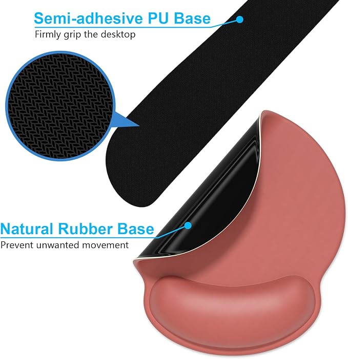 Dapesuom Keyboard Wrist Rest and Mouse Pad with Wrist Support, Memory Foam Cushion for Keyboard and Mouse Set, Ergonomic Desktop Pad Rests with Non Slip Base for Easy Typing & Pain Relief, Indian Red