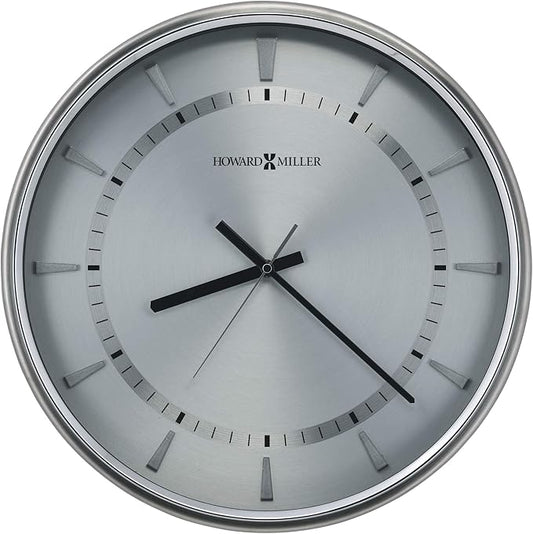 Howard Miller Gallery Pocket Watch Clock II, Silver Finished Metal Case Bar Style Hour Markers Crystal Glass, Quartz Movement Battery Powered Alarm Clock Best for Office & Home Decor