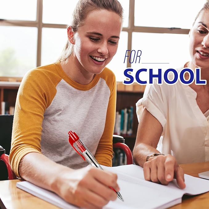 Fainne 200 Pack Retractable Ballpoint Pen 1.0 mm Medium Point Refillable Smooth Click Writing Pens With Grip for Work Journal Writing Office School Supplies(Black, Blue, Red Ink)