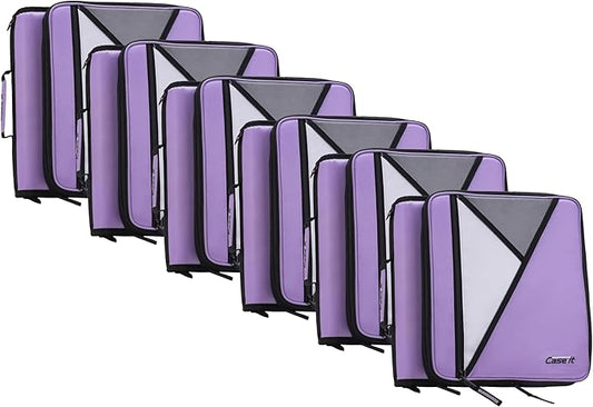 Case-it Universal Zipper Binder | 2-Inch O-Rings, 13-Inch Laptop/Tablet Padded Pocket, 400 Sheet Capacity, Multiple Storage Pockets & Shoulder Strap | School & Office Organizer | LT-007 Lavender