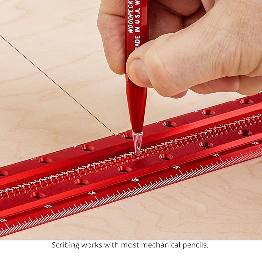 Woodpeckers T Square, 600 MM, Precision Woodworking T-Square Ruler, Built-in Edge Support, Scribing & Shelf Pin Guides, Rack-It Mount, Made in USA