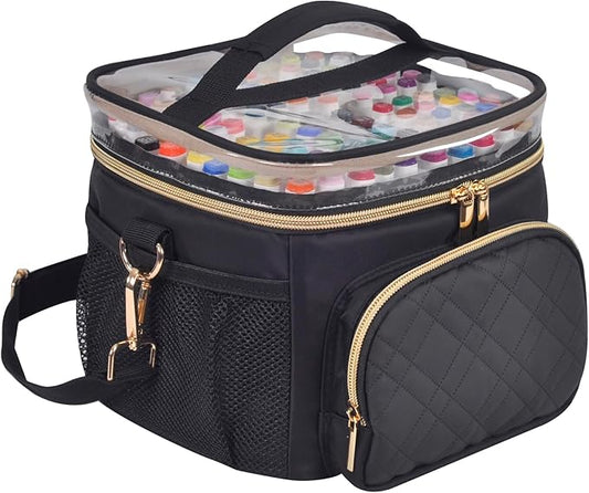 Professional Marker Organizer Case for 120 Markers, Portable Travel Art Supply Marker Storage Carry Bag with Dividers and Shoulder Strap (Black)