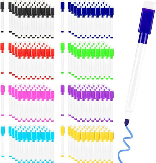 Beieverluck 200 Pieces Magnetic Dry Erase Markers with Eraser Cap Whiteboard Erase Markers Bulk Dry Erase Pens for Kids Teachers Office School Supplies,8Colors