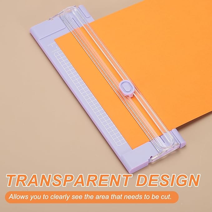 PATIKIL Paper Cutter Trimmer, A4 Straight Small Portable Paper Slide Paper Slicer with Safe-Guard for Craft Cardstock Label Card, Scrapbook Photo, Purple