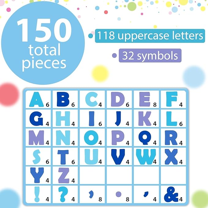 150 PCS Large 6" Font Bulletin Board Letters and Punctuation Cutouts Set, Simple Winter Blue Theme Decoration Letters for Classroom Alphabet Poster Wall Bulletin Board Display Home School Decor
