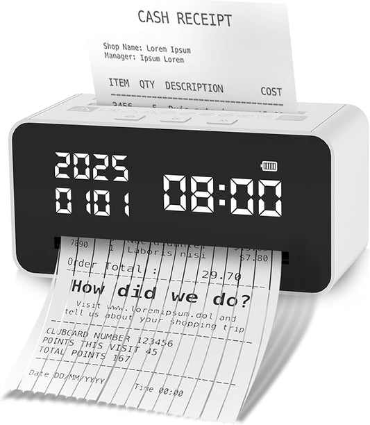 Mini Paper Shredder for Home Office,Small USB Shredder,Strip Cut,Desktop Clock Design,10 Mins Running Paper Cutting Tool, Portable Paper Shredder for Home Use, Christmas Birthday Gift White