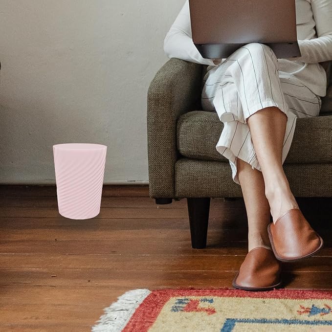 DAJITRE 1.8 Gallon Small Trash Can Wastebasket Recycling Bin Slim Profile for Compact Spaces Bathroom, Office, Bedroom, Kitchen (1.8 Gallon-2pack, Pink)