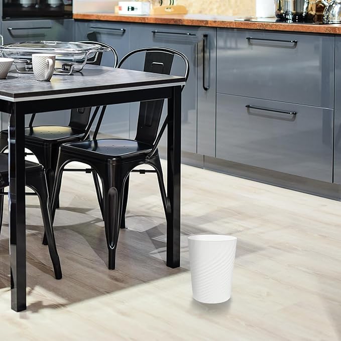 DAJITRE 1.8 Gallon Small Trash Can Wastebasket Recycling Bin Slim Profile for Compact Spaces Bathroom, Office, Bedroom, Kitchen (1.8 Gallon, White)