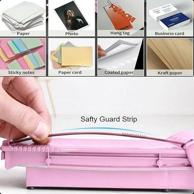 Paper Cutter, Small Paper Trimmer with Safety Guard, Portable Paper Cutter Slider, 5-Sheet Capacity, Guillotine Paper Cutter for Cardstock, Photos, Office, Scrapbooking, School, Studio, Craft