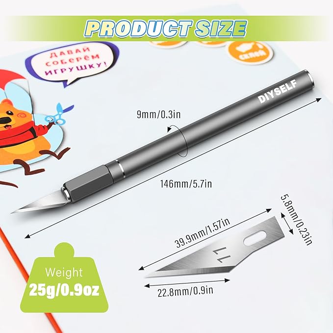 DIYSELF Exacto Knife 12 Pcs Exacto Knife Set with Case Craft Hobby Precision Knife with 11 Blades for Crafting Scrapbooking Rubber Stamps, Christmas Gifts Stocking Stuffers for Women Adults Her Men