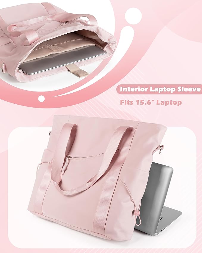 Work Tote with Crossbody Strap for Women, Tote Bag with Laptop Sleeve and Water Bottle Pocket for Work and School