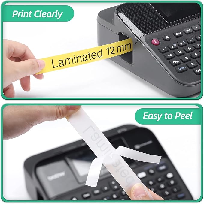 Colorty Replace for Brother P-Touch Label Tape Yellow TZe-631 TZ Tape 12mm 0.47 Laminated Black on Yellow Ribbon for Ptouch Label Maker Refills PT-D210 D200 H110 D400, 1/2 Inch x 26.2 feet, 4 Pack