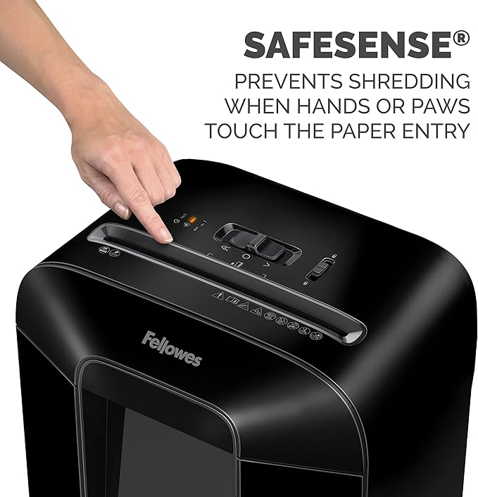Fellowes LX85 12-Sheet, P4 Cross-Cut Home Office Paper Shredder with SafeSense