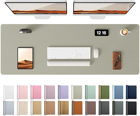 YSAGi Leather Desk Protector, Office Mat, Large Mouse Mat, Non-Slip PU Leather Blotter, Laptop Pad, Waterproof Writing Pad for Office and Home (Sage Green, 47" x 17")