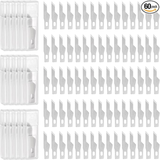 HARFINGTON 60pcs Exacto Knife Blades #16 Hobby Knife Replacement Blades Spare Precision Exacto Blades Hobby Knife Blade Refills for DIY, Art, Cutting, Carving, Scrapbooking, Stencil