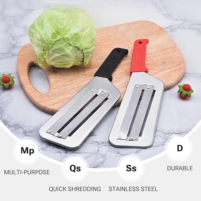 Red Stainless Steel Shredder Knife, Cabbage Cutter,Cabbage Shredders for Coleslaw, Vegetable Slicer Shredder, Kitchen Lettuce Knife, 2PCS