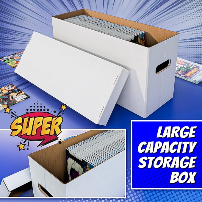 NUMINA Comic Book Boxes – 2 Pack Medium Boxes | Fits 190–220 Comics | Comic Book Storage Organizer for Silver & Current Age | Durable Stackable Cardboard Box