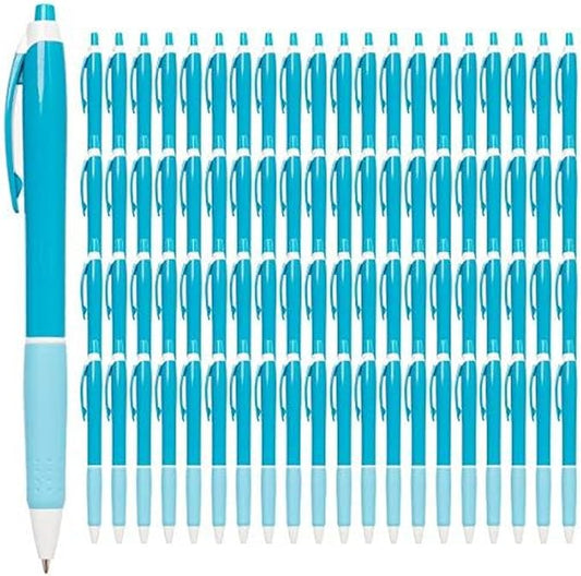 Simply Genius 100-Piece Retractable Ballpoint Pen Set - Bulk Pens for School & Office Supply - Black Ink Writing Instruments - Retractable Design with Ergonomic Grip - Pack of 100, Blue, 1.0 mm