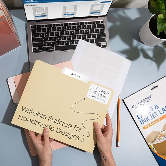 1 3/4" X 2/3" Matte White Printable Labels for Inkjet and Laser Printers - 500 Sheets, 30000 Custom Stickers for Return Address Labels, Price Tags, File Folders - Spartan Industrial Template R003