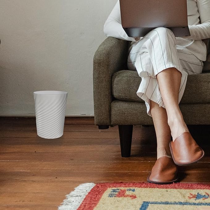 DAJITRE 1.8 Gallon Small Trash Can Wastebasket Recycling Bin Slim Profile for Compact Spaces Bathroom, Office, Bedroom, Kitchen (1.8 Gallon, Grey)