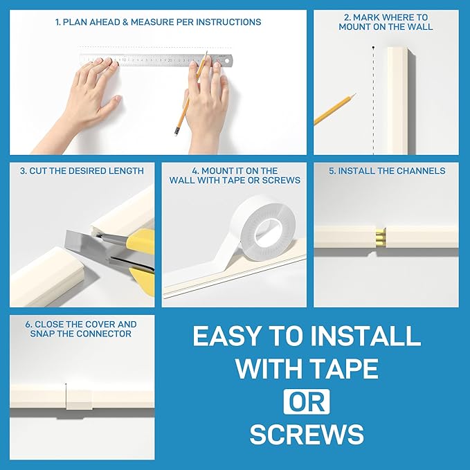 Delamu Beige Cord Hider, 94.5in Cord Covers for Wires on Wall, Large Cable Hider Wire Covers for Cords, Premium Wire Hiders for TV on Wall, Easy Set up Cable Cover Management, 6X W1.18 H0.67in, Beige