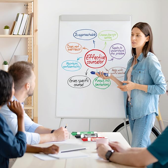 Dry Erase Markers Chisel Tip, 6 Whiteboard Markers, Dry Erase Marker with Eraser 6 Pack White Board Marker for Kids, School Supplies and Teachers