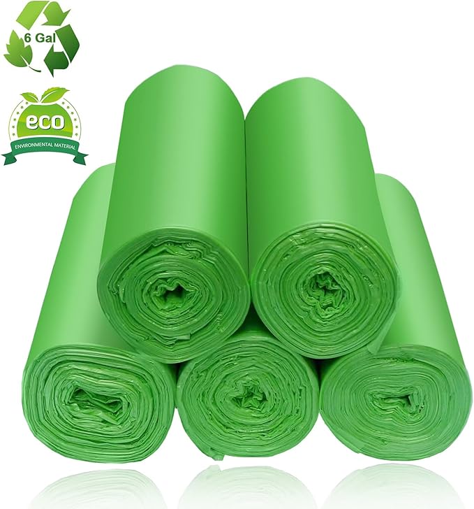 6 Gallon Biodegradable Trash Bags for Office Shredder, Small Garbage Bags Recyclable Wastebasket Trash Liners for Bathroom Kitchen Home Bins, 100 Counts