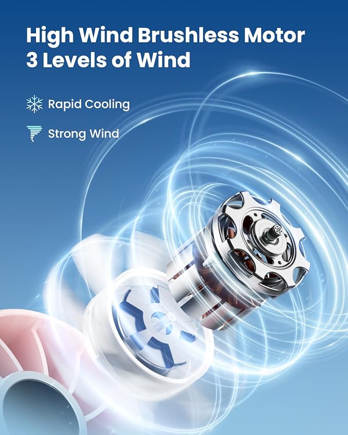 Gaiatop Portable Mini Fan, 3 Speed Handheld Fans with Power Display Flashlight, USB Rechargeable Battery, Lightweight Personal Cooling for Women Men Indoor Outdoor Travel Pink