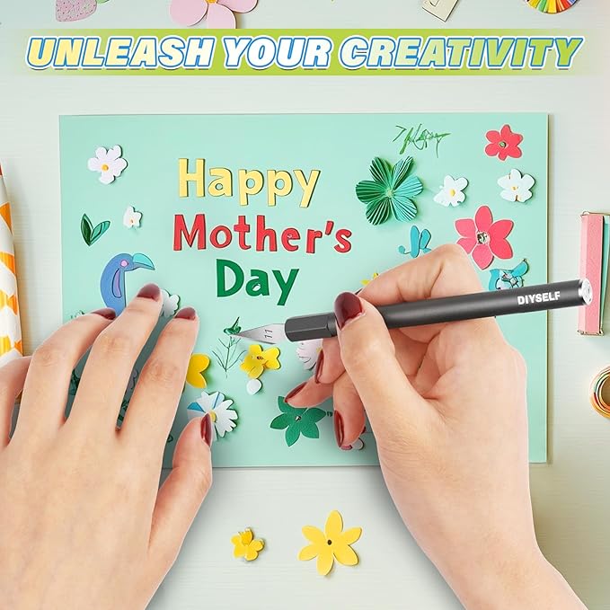 DIYSELF Exacto Knife 12 Pcs Exacto Knife Set with Case Craft Hobby Precision Knife with 11 Blades for Crafting Scrapbooking Rubber Stamps, Christmas Gifts Stocking Stuffers for Women Adults Her Men