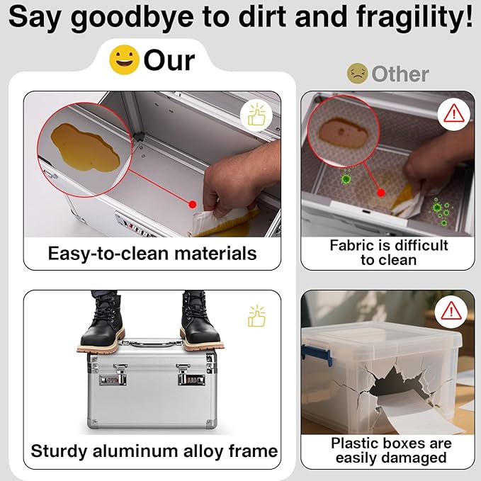 Large Lock Box - 11x6.7x7.9 Inch Lockable Security Storage Case with Combination Lock, Locking Medicine Box for Personal Items, Passports and Pills, Lockbox for Home Office, Silver