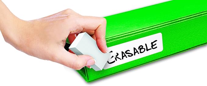 Jokari Erasable Reusable Office and School Binder Labels, 3.4 x 1 Inch. Kit Includes 20 Pack of Stickers with Fine-Tipped Permanent Marker and Eraser