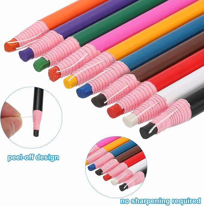 PATIKIL China Markers, 6 Pack Grease Pencil Peel Off Wax Pencil Wood for Labeling Drawing Glass Garments Film Paper Vinyl Metal, Red